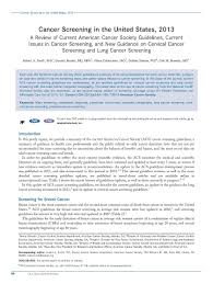 Cancer Screening Guildeines From Ca A Cancer Journal For Clinicians Free Full Text Article Available At Http Onlin Cancer Screening Cancer Journal Cancer