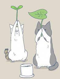 猫草とトンちゃんの圧 猫 イラスト かわいい 猫のイラスト イラスト ねこ