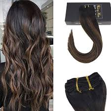 How to highlight your hair. Sunny 22 Balayage Color Remy Hair Extensions Natural Black To Chesnut Brown Highlight Black Clip In Human Hair Extensions 7pcs 120gram For Beautiful Hairstyle Everything Natural Hair