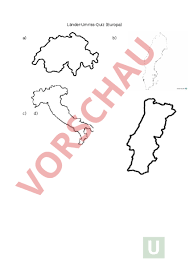 Sie bekommen den umriss eines landes und müssen erraten, um welches land es sich dabei handelt. Arbeitsblatt Quiz Lander Umriss Europa Geographie Europa