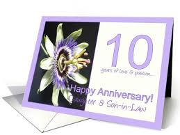 Create 7th anniversary card for daughter and son in law. 10th Anniversary For Daughter Son In Law Passion Flower Card Anniversary Cards Wedding Anniversary Cards Happy Wedding Anniversary Wishes