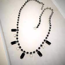 Vintage 1950s 1960s Black Rhinestone Necklace 50s By Bonitalouise Black Rhinestone Unique Jewelry Jewelry