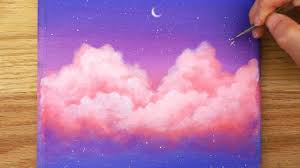 Blush pink sunset watercolor painting. Dreamy Pink Clouds Step By Step Acrylic Painting 149 Youtube