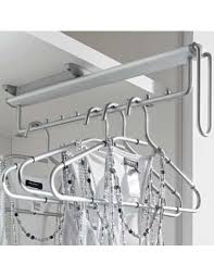 Hang a second clothes rod from the upper rod with lightweight chain. Wardrobe Pull Out Clothes Hanger Rail Horizontal Opening Chrome Silver 80745220