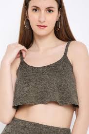 Green Shimmer Flounce Crop Top • Annu Chhabra • HYPD