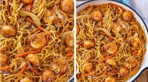 Scatter some toasted black or white sesame seeds on each portion before serving. Shrimp Chow Mein Dinner Then Dessert