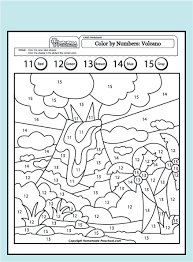 Worksheet Math Color Volcano 11 15 Pdf Png 438 594 Pixels Preschool Math Worksheets Kindergarten Worksheets Kindergarten Math Worksheets