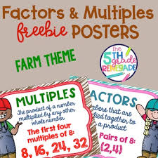 factors and multiples poster anchor chart freebie farm theme