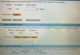 (b) given the arc length subtended by a central angle of 80 degrees in a circle is. Find The Radian Measure Of The Central Angle Of A Chegg Com