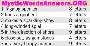 Horizontal words are colored yellow, vertical words are colored green, and letters that are shared by two words or more words are colored yellow green. Tagalog Speaker 8 Letters 7 Little Words