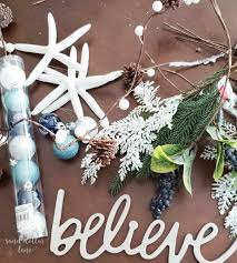 Christmas garland for front porch decor. Coastal Christmas Wreath Sand Dollar Lane