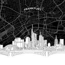 Frankfurt Skyline With Map Hebstreits Maps And Sketches Frankfurt Skyline Skyline Drawing Frankfurt