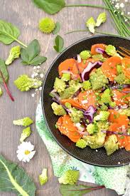 Salade De Chou Romanesco Et Carottes Poeles Au Sesame Et Chou Rouge Cru Chou Romanesco Recette Salade Chou Rouge Chou Romanesco Recette