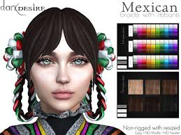 It features several braiding styles, with natural braided hair along the sides and back. Second Life Marketplace Dd Mexican Braids W Hud Trensas Mexicanas