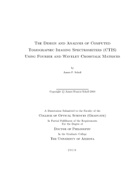 Experimental calibration and reconstruction results, appl. The Design And Analysis Of Computed Tomographic Imaging Spectrometers Ctis Using Fourier And Wavelet Crosstalk Matrices