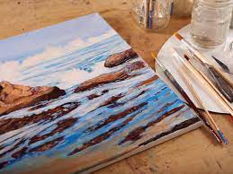 Your best bet is to start with watercolors and finish with acrylics. 8 Invaluable Canvas Painting Tips Craftsy