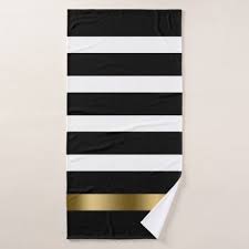 Black And White Striped Bath Towels Black And White Stripes Pattern Gold Accents Bath Towel Set Zazzle Com In 2020 Black And Gold Bathroom Stripes Pattern Bath Towel Sets