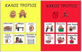 Το πρώτο μέρος περιλαμβάνει εικόνες και παραδείγματα κοινωνικών συμπεριφορών που βασίζονται σε. Kanones Aytismos Autism Helper Classroom Rules Classroom Expectations