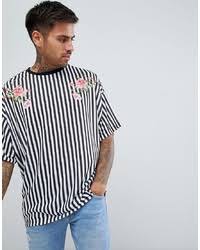 Also set sale alerts and shop exclusive offers only on shopstyle. Asos Design Vertical Striped Oversized T Shirt With Floral Print 17 Asos Lookastic