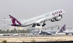 Qatar Airways A340 600 Departing Doha International Airport Qatar Airways Air Carrier Air Tickets