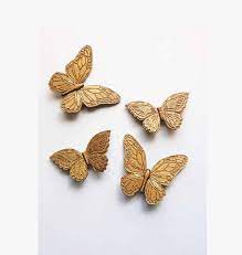 Set Of 4 Vintage Gold Butterfly Butterflies Wall Hangings 2 Sizes Homco T7040 Made In Usa Home Interiors 704 Vintage Walls Gold Butterfly Gold Home Accessories