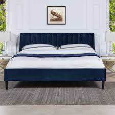 Great savings & free delivery / collection on many items. Aspen Vertical Tufted Headboard Platform Bed Set King Navy Blue Velvet S52180 4 859 1