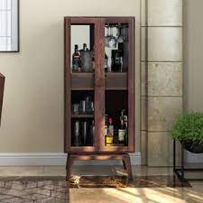 Lovedale rustic tall narrow liquor display cabinet with glass stem racks by sierra living concepts. Bar Cabinets Buy Home Bar Cabinets Online At Best Deals Urban Ladder
