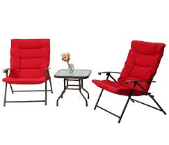 Phi Villa Patio 3 Pc Padded Folding Chair Set Adjustable Reclining Indoor Outdoor Furniture Red Indoor Outdoor Furniture Red Patio Chairs Padded Folding Chairs