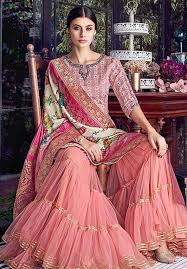 Presenting latest punjabi song sharara sung, written and composed by shivjot. Pink Chanderi Silk Fashionable Sarara Suit Siya234 Siya Fashions