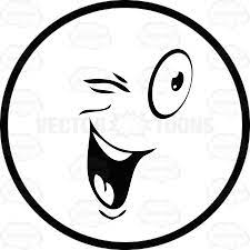 Winking Open Mouthed Large Eyed Black And White Smiley Face Emoticon Smiley Face Images Clipart Smiley Cartoon Clip Art