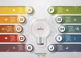 design business chart 10 steps diagram in light bulb shape simple editable