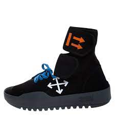 Knitting is the construction of an elastic, porous fabric, created by interlocking yarns by means of needles. Off White Black Knit Fabric Moto Wrap Sneakers Size 42 Off White Tlc
