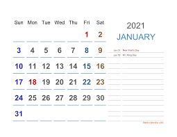 Wie funktioniert der kalender für 2021? 2021 Excel Calendar Free Download Excel Calendar Templates
