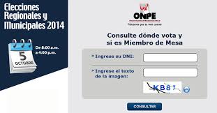 Las elecciones generales en perú se realizarán el próximo 11 de abril de 2021. Donde Me Toca Votar Onpe 2014 Ubica Tu Mesa De Votacion Para Las Elecciones Municipales Y Regionales 2014 05 Octubre Www Onpe Gob Pe Educacionenred Pe