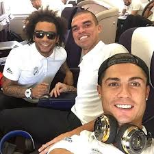 Cristiano Ronaldo with teammates Marcelo and Sergio Ramos from Real Madrid !