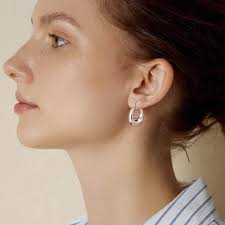 Cubic Zirconia Silver Hoop Stud And Hoop Earring The Mini Maddie Silver  Plated Hoops Reclaimed With