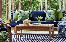 Learn about our white glove delivery. The Blue And White Club Meeting Is On The Enchanted Home Green Outdoor Pillows Blue Patio Decor Blue Patio Furniture
