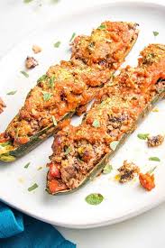 Cut zucchini in half lengthwise; Meaty Vegan Stuffed Zucchini Boats Boats Debra Klein Easy Plant Based Recipes