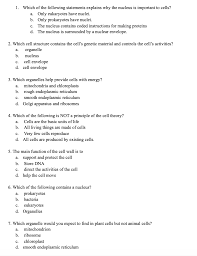 The nucleus controls the cell. 1 Which Of The Following Statements Explains Why The Chegg Com