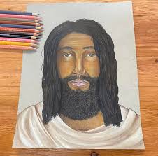 Jesus painting made by me...How's it..using only black Marker 😊