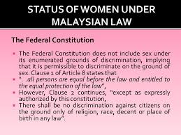 (2) the states of the federation shall be johor, kedah, kelantan, malacca, negeri sembilan, pahang, pulau pinang, perak, perlis, sabah, sarawak, selangor and terengganu. Female The Federal Constitution The Federal Constitution Does Not Include Sex Under Its Enumerated Grounds Of Discrimination Implying That It Is Permissible Ppt Download