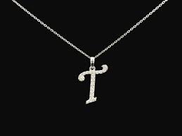 Diamond Initial T Pendant | 18K Gold Letter T &ndash; Emiratesdiamonds
