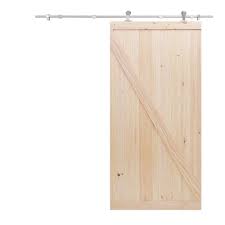 Shop For Calhome 42 In X 84 In Z Bar 1 Panel Primed Natural Wood Unfinish Sliding Barn Door With Stainless Steel Door Hardware Kit Get Free Shipping On Everything At Overstock Your Online Home Improvement Outlet Store Get 5 In Rewards
