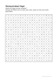 Als suchsel werden aufgaben mit scheinbar. Wortsuchratsel Vogel Therapiematerial Fur Die Logopadie Madoo Net