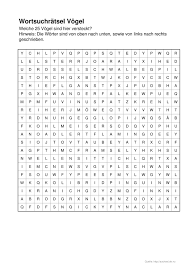 In der reihenfolge der buchstaben sind aber in den zeilen und spalten. Wortsuchratsel Vogel Therapiematerial Fur Die Logopadie Madoo Net