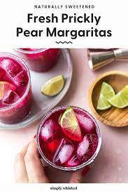 Fresh Prickly Pear Margaritas Naturally Sweetened - Simply Whisked Recipe Prickly Pear Margarita Fruity Cocktails Cocktail Drinks Recipes