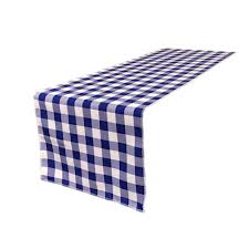 Black And White Checkered Table Runner La Linen 14 In X 108 In White And Royal Blue Polyester Gingham Checkered Table Runner Tccheck14x108 Royalk50 Table Runners Striped Table Runner Linen Table Runner