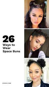15 Of Our Favorite Celeb Approved Space Bun Looks Space Buns Hair Styles Beautiful Hair Color