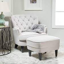Aside from being practical and versatile, an ottoman or pouf can be great pieces of decorative furniture. Amazon Com Great Deal Furniture Alfred Button Tufted Fabric Club Chair With Studded Accents In Chair And Ottoman Set Chair And Ottoman Contemporary Lounge