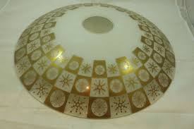 Vintage Large Glass Gold Snowflake Ceiling Light Fixture Retro Round Shade Cover Ceiling Light Shades Glass Ceiling Light Shades Glass Ceiling Lights